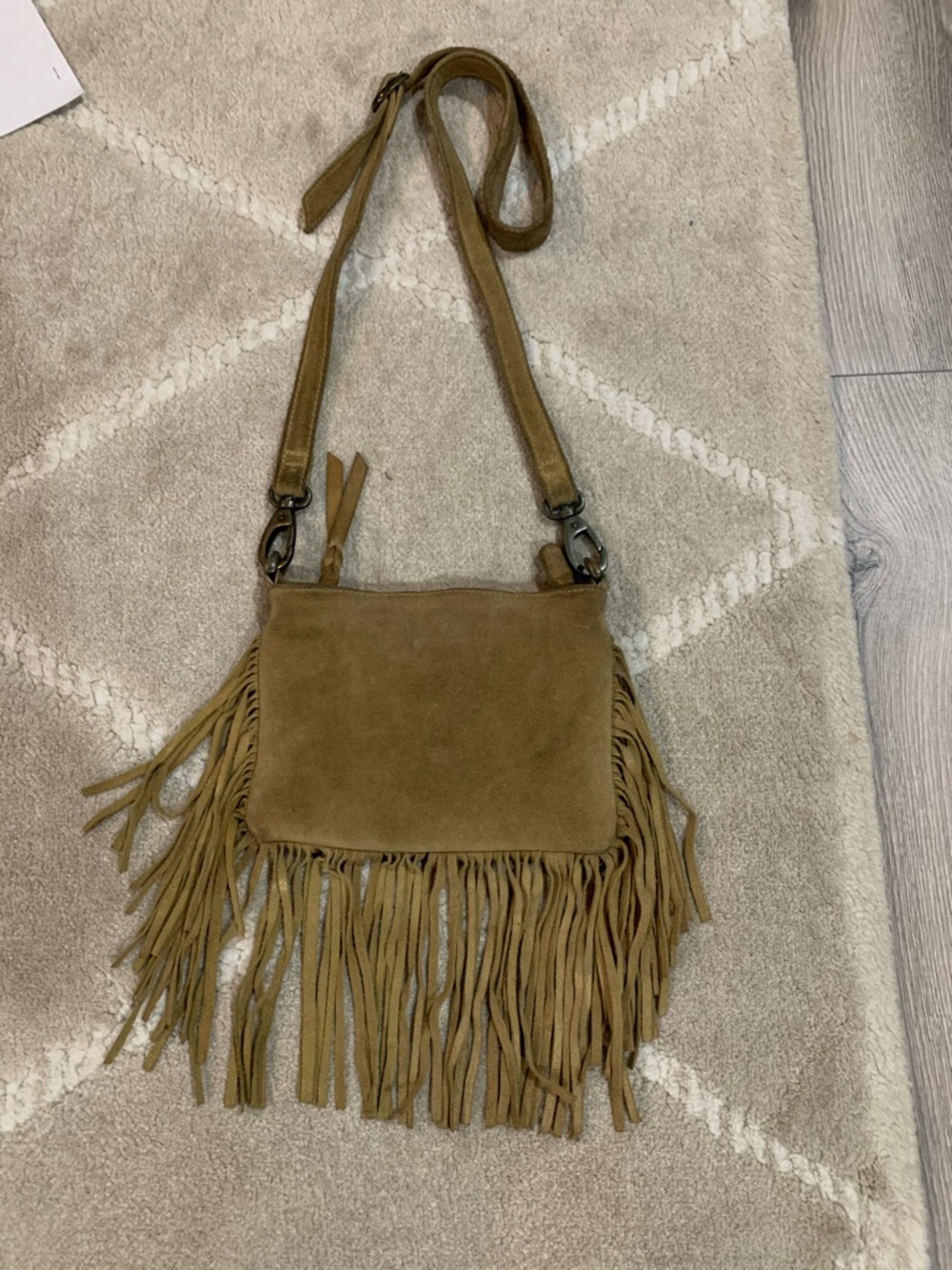 Forever 21 Tan Fringe Suede Crossbody Bag